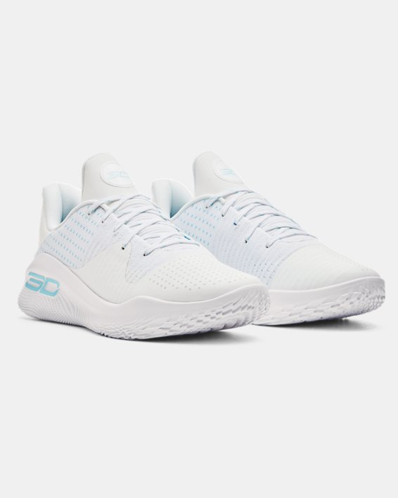 Unisex Curry 4 Low FloTro Basketball Shoes in White image number 3